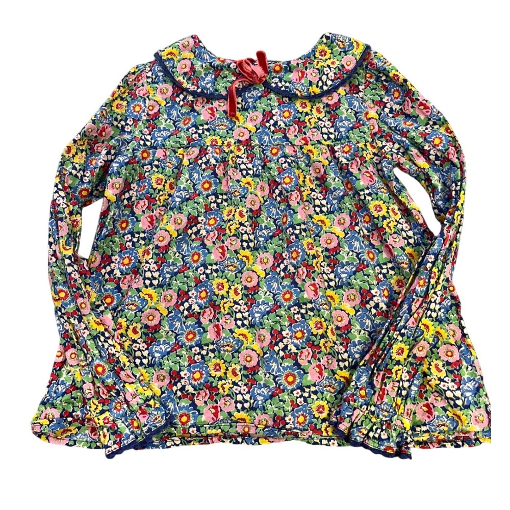 Mini Boden Girls Floral Peter Pan Collar Blouse Blue Red Yellow 9-10Y 140cm